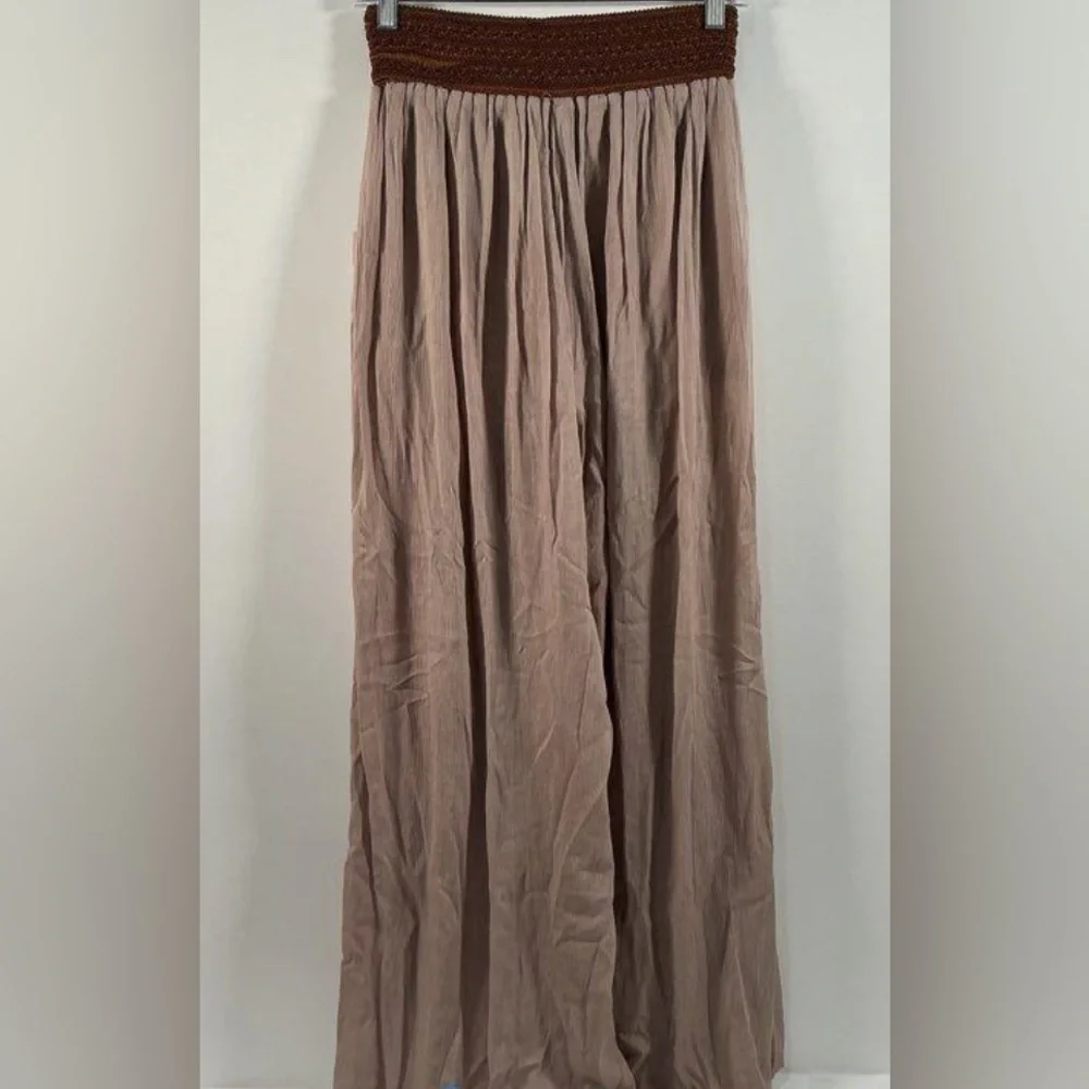 Fashion On Earth, Medium, Wide Leg, Gauze, Chic Brown Lace-Accented Boho Pants - Picture 3 of 5